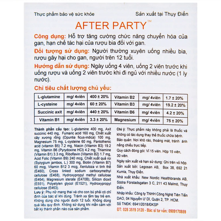 Viên uống After Party New Nordic hỗ trợ tăng cường chức năng chuyển hóa của gan (1 vỉ x 15 viên)