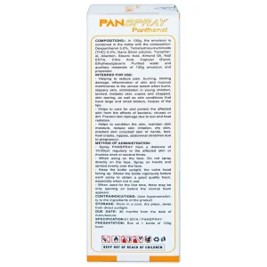 Xịt PanSpray Panthenol hỗ trợ giảm đau, rát, hạn chế tổn thương, viêm nhiễm da (130g)