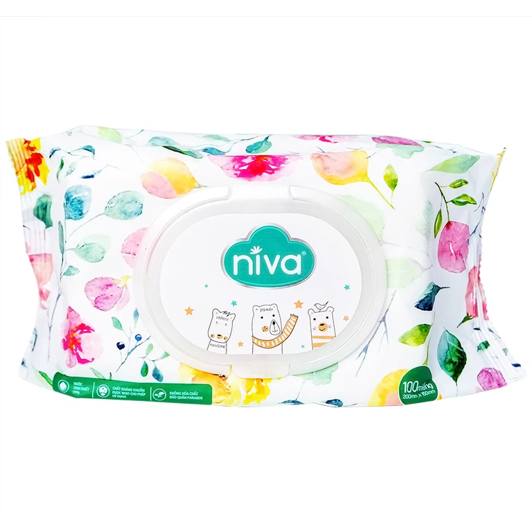 Khăn ướt Niva Baby làm sạch, kháng khuẩn và giữ vệ sinh (100 miếng)