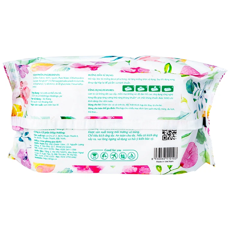 Khăn ướt Niva Baby làm sạch, kháng khuẩn và giữ vệ sinh (100 miếng)