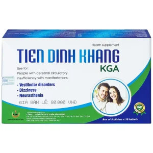 Viên uống Tiền Đình Khang KGA dùng cho rối loạn tiền đình, hoa mắt, chóng mặt (3 vỉ x 10 viên)