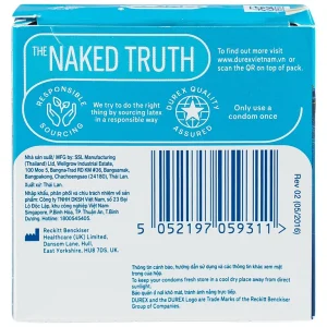 Bao cao su Durex Jeans ôm sát, nhiều chất bôi trơn (52,5mm - 3 cái)