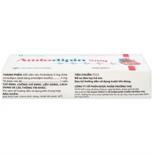 Thuốc Amlodipin 5mg Trường Thọ điều trị tăng huyết áp, đau thắt ngực (3 vỉ x 10 viên)
