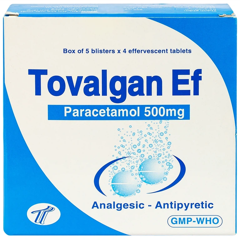 Viên sủi Tovalgan Ef Trường Thọ Pharma giảm đau, hạ sốt (5 vỉ x 4 viên)