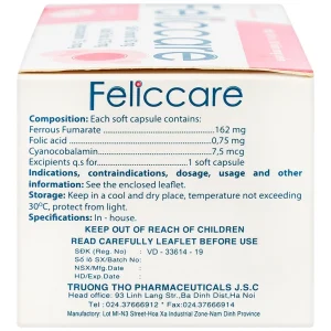 Thuốc Feliccare Trường Thọ phòng và trị các trường hợp thiếu máu (10 vỉ x 10 viên)