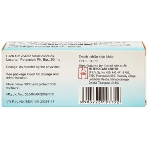Viên nén Losagen 50 Hetero điều trị tăng huyết áp (3 vỉ x 10 viên)