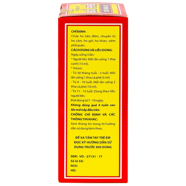 Thuốc ho Bổ Phế Chỉ Khái Lộ chữa ho tiêu đờm, chuyên trị ho cảm, ho gió, ho khan (125ml)