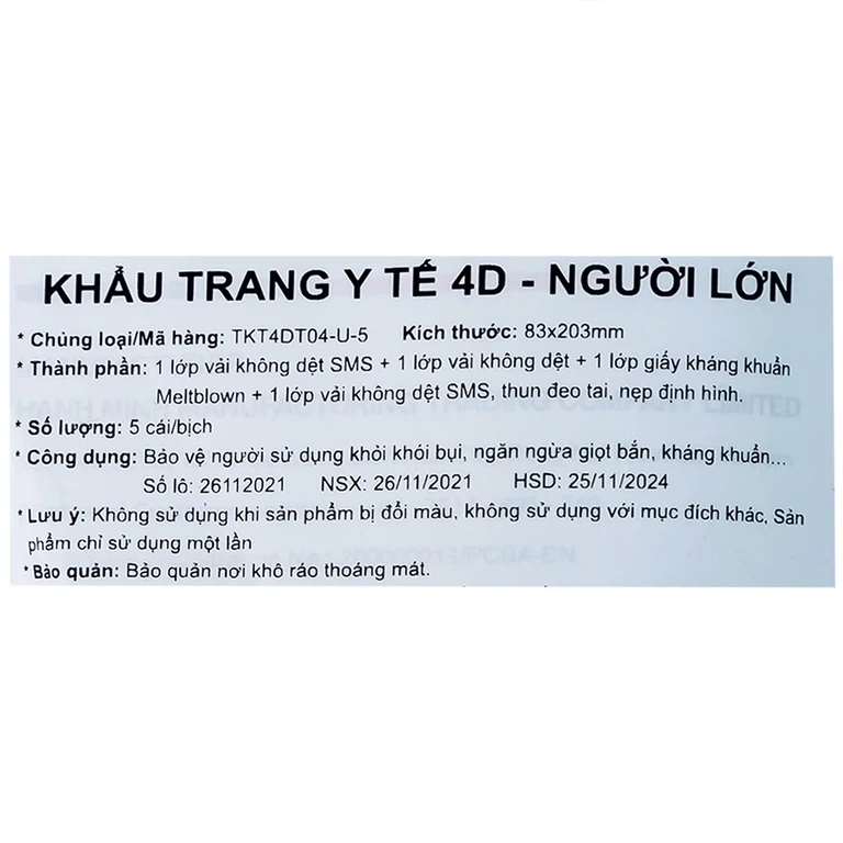 Khẩu trang y tế Hamita Advanced 4D Mask màu trắng hỗ trợ ngăn khói, bụi, kháng khuẩn (5 cái)