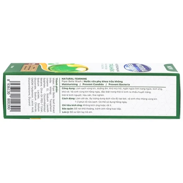 Nước rửa phụ khoa Natural Feminine Trầu Không làm sạch vùng kín, dưỡng ẩm, khử mùi hôi (100ml)