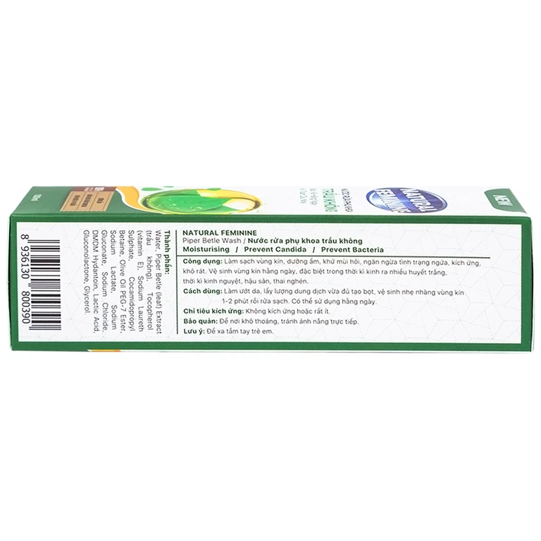 Nước rửa phụ khoa Natural Feminine Trầu Không làm sạch vùng kín, dưỡng ẩm, khử mùi hôi (100ml)