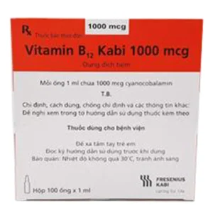 Thuốc Vitamin B12 Kabi 1000mcg điều trị thiếu vitamin B12 (100 ống X 1ml)