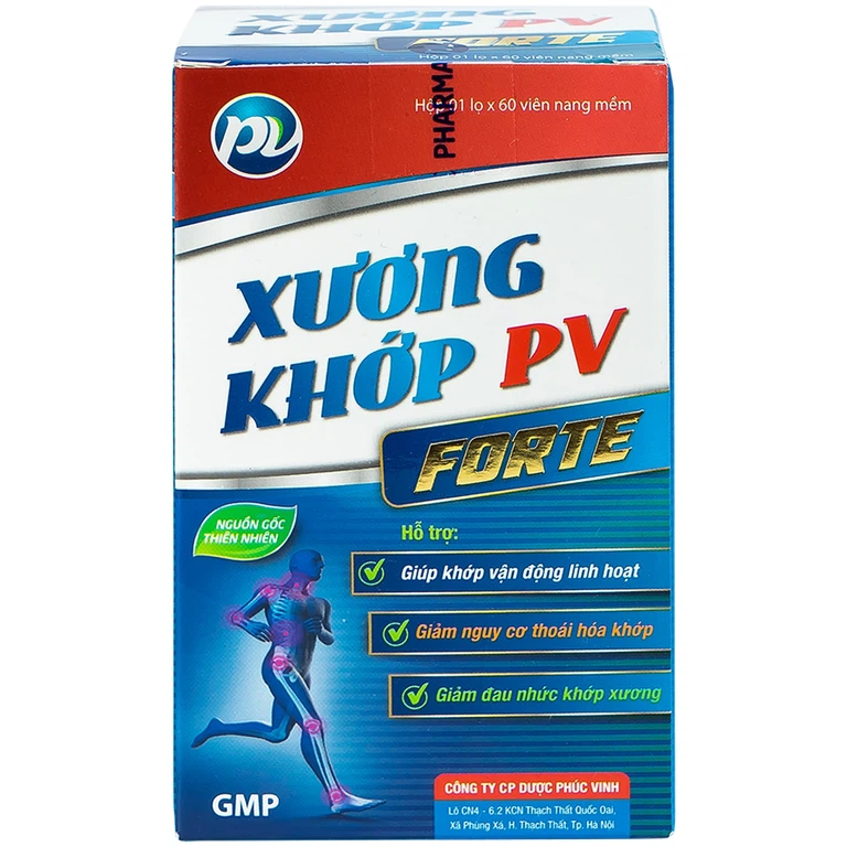 Viên nang mềm Xương Khớp PV Forte hỗ trợ khớp, giảm nguy cơ thoái hóa khớp (60 viên)
