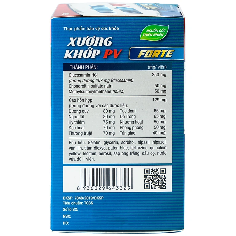 Viên nang mềm Xương Khớp PV Forte hỗ trợ khớp, giảm nguy cơ thoái hóa khớp (60 viên)