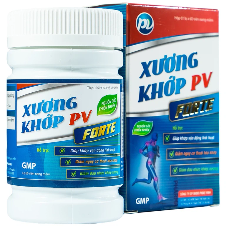 Viên nang mềm Xương Khớp PV Forte hỗ trợ khớp, giảm nguy cơ thoái hóa khớp (60 viên)