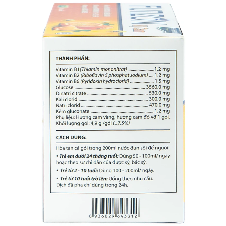 Gói cốm Futizon PV Pharma hỗ trợ bù nước, điện giải (40 gói x 4,9g)