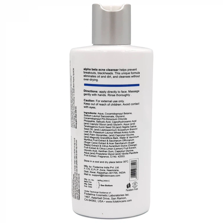 Sữa rửa mặt làm giảm mụn Fixderma FCL Alpha-Beta Acne Cleanser (200ml)