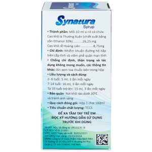 Siro Synatura Ahngook điều trị nhiễm khuẩn hô hấp, viêm phế quản (100ml)