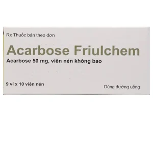 Thuốc Acarbose Friulchem 50mg Famar hỗ trợ điều trị đái tháo đường típ 2 (9 vỉ x 10 viên)