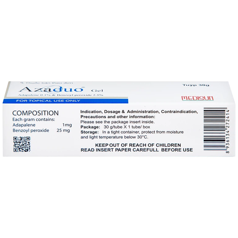 Gel Azaduo Medisun điều trị mụn trứng cá nhẹ đến vừa (30g)