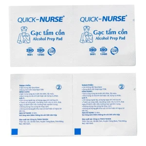 Gạc tẩm cồn 6cm x 3cm Quick - Nurse làm sạch da và chống lại vi khuẩn (100 miếng)