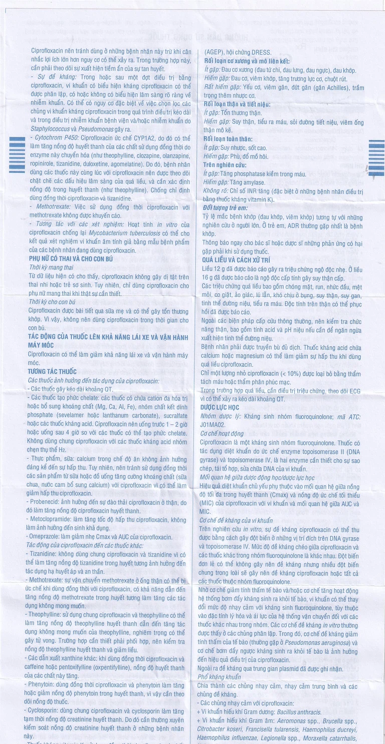 Thuốc Ciprofloxacin Stada 500mg điều trị trong các trường hợp nhiễm khuẩn (10 vỉ x 10 viên)