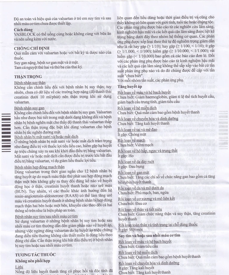 Thuốc Vasblock 80mg Medochemie điều trị tăng huyết áp, suy tim (3 vỉ x 10 viên)