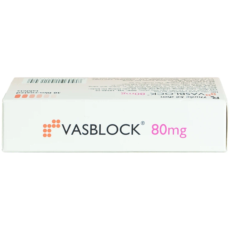Thuốc Vasblock 80mg Medochemie điều trị tăng huyết áp, suy tim (3 vỉ x 10 viên)