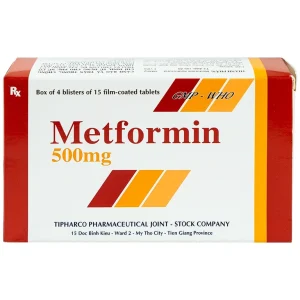 Viên nén Metformin 500mg Tipharco điều trị đái tháo đường típ 2 (4 vỉ x 15 viên)