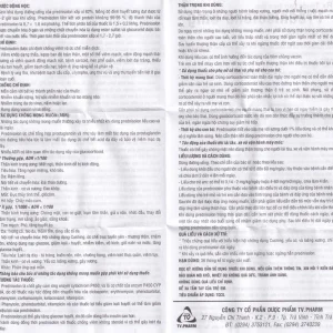 Thuốc Prednisolone 5mg TV.Pharm chống viêm, chống dị ứng và ức chế miễn dịch (10 vỉ x 20 viên)