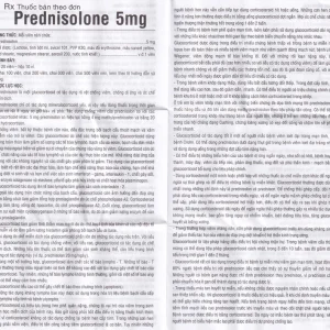 Thuốc Prednisolone 5mg TV.Pharm chống viêm, chống dị ứng và ức chế miễn dịch (10 vỉ x 20 viên)