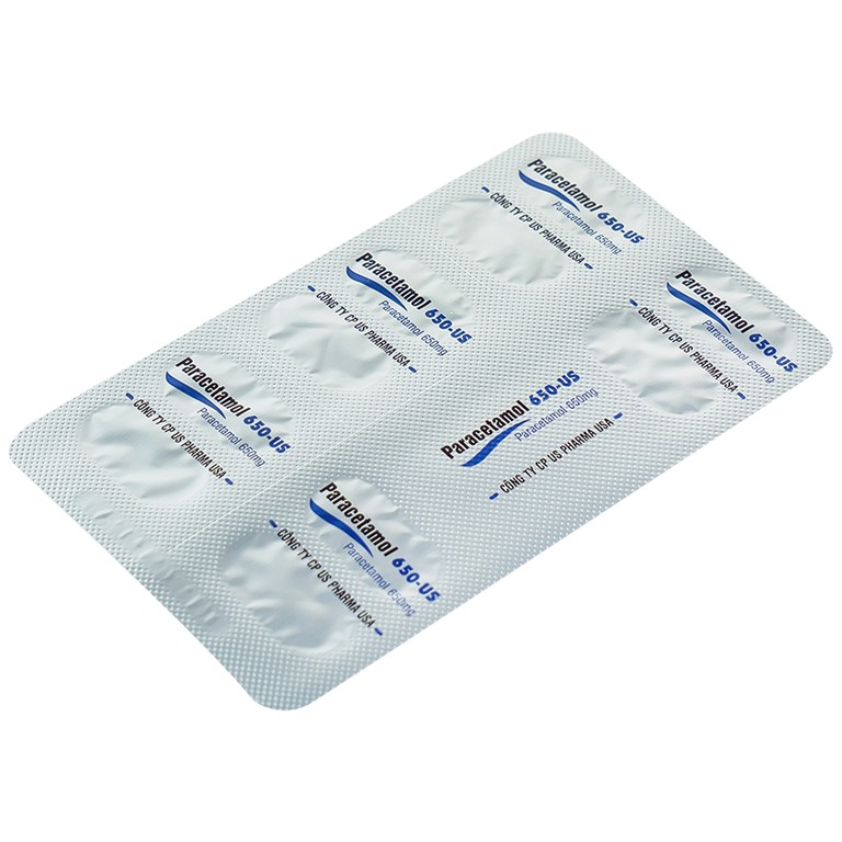 Viên nén Paracetamol 650-US giảm đau, hạ sốt, giảm chứng nhức đầu, đau răng (10 vỉ x 10 viên)