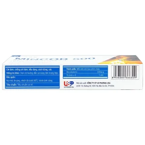 Viên nén Mincob 500 Usp điều trị và dự phòng thiếu Vitamin B12 (3 vỉ x 10 viên)