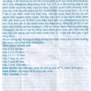 Thuốc A.T Vildagliptin 50mg An Thiên điều trị đái tháo đường típ 2 (3 vỉ x 10 viên)