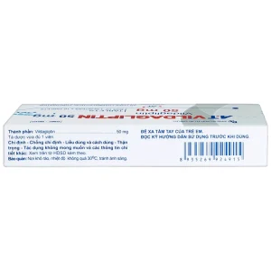 Thuốc A.T Vildagliptin 50mg An Thiên điều trị đái tháo đường típ 2 (3 vỉ x 10 viên)