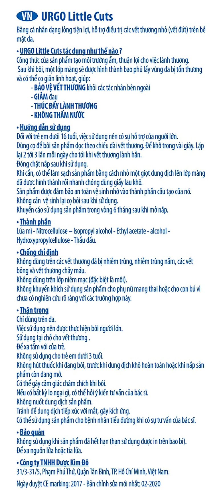 Băng cá nhân dạng lỏng Urgo Little Cuts 3.25ml hỗ trợ điều trị các vết thương nhỏ trên bề mặt da