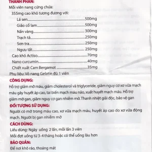 Viên uống Mỡ Máu Tâm Bình hỗ trợ giảm mỡ máu, giảm mỡ gan (5 vỉ x 12 viên)