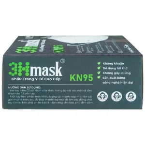 Khẩu trang y tế cao cấp 3Hmask KN95 Vĩnh Tiến màu trắng hỗ trợ ngăn khói, bụi, kháng khuẩn (10 cái)