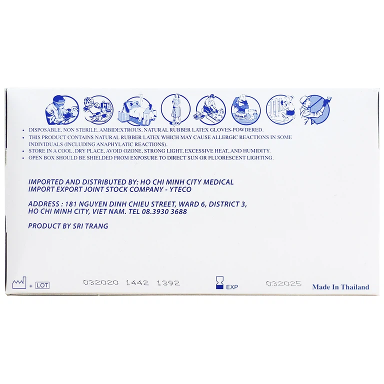 Găng tay thăm khám dùng trong y tế Super Care Latex Powdered Examination Gloves Size S (100 cái)