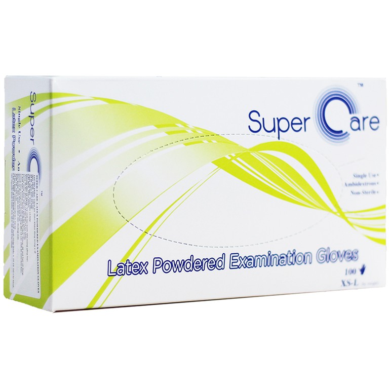 Găng tay thăm khám dùng trong y tế Super Care Latex Powdered Examination Gloves Size S (100 cái)
