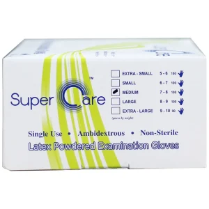Găng tay thăm khám dùng trong y tế Super Care Latex Powdered Examination Gloves Size M (100 cái)