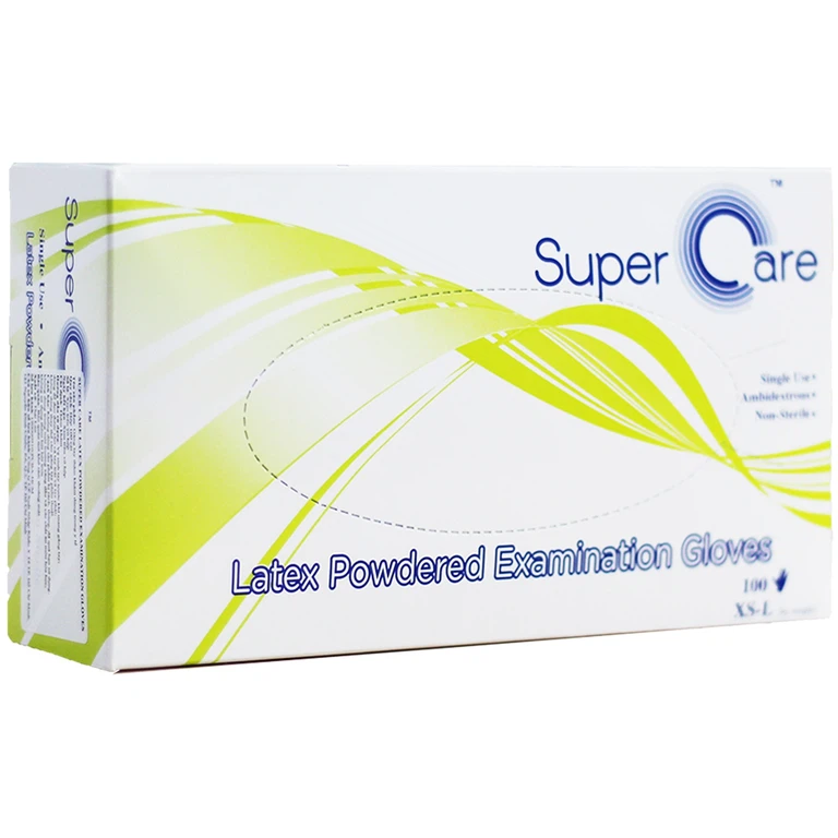 Găng tay thăm khám dùng trong y tế Super Care Latex Powdered Examination Gloves Size M (100 cái)