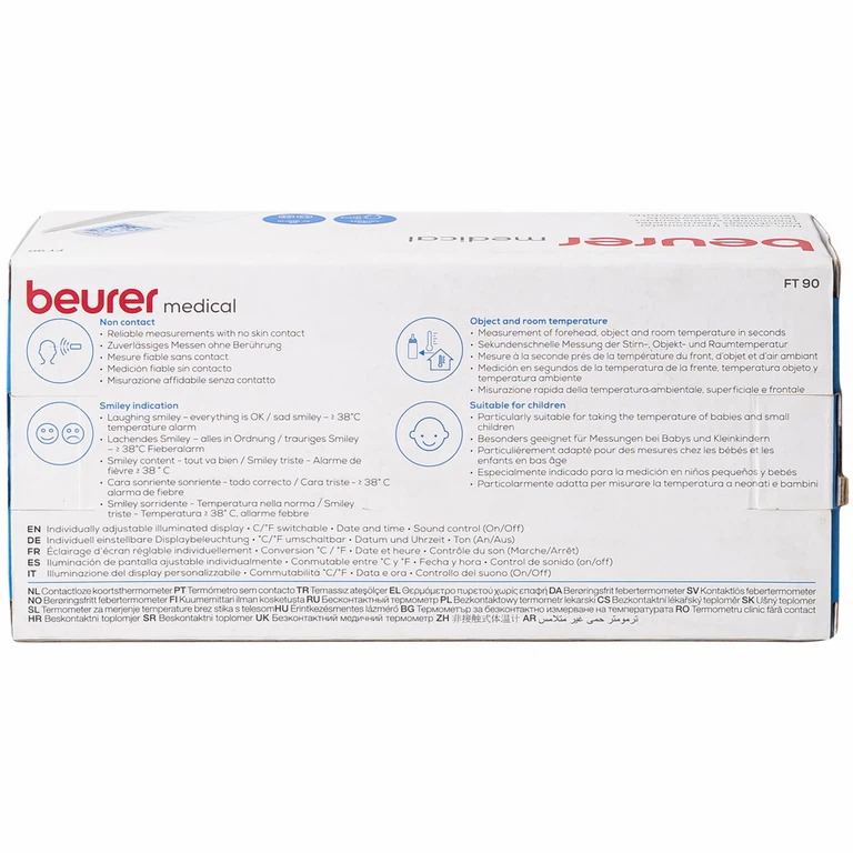 Nhiệt kế điện tử Beurer Medical FT90 đo nhiệt độ trán không tiếp xúc, đo nhiệt độ của đồ vật và phòng