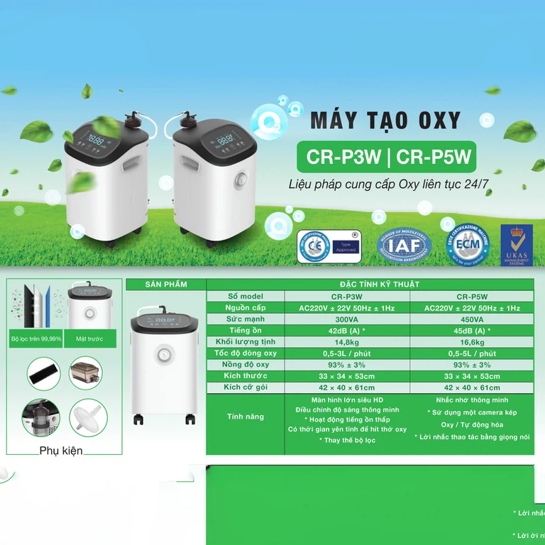 Máy tạo oxy CR-P5W tăng cường lượng oxy trong môi trường sống (5 lít)