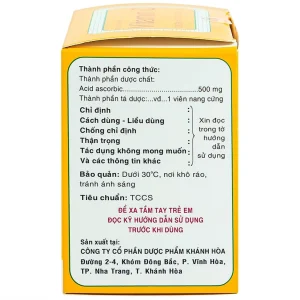 Thuốc Vitamin C 500mg Khapharco điều trị bệnh Scorbut (10 vỉ x 10 viên)