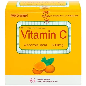 Thuốc Vitamin C 500mg Khapharco điều trị bệnh Scorbut (10 vỉ x 10 viên)