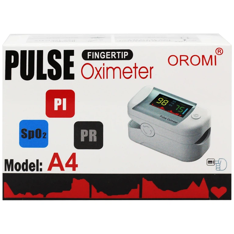 Máy đo nồng độ oxy trong máu (SPO2) Pulse Fingertip Oximeter A4 Oromi hỗ trợ đo nhanh chóng và chính xác