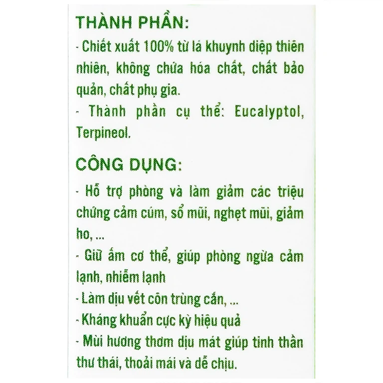 Tinh dầu Khuynh Diệp Mệ Đoan hỗ trợ phòng và giảm các triệu chứng cảm cúm (30ml)