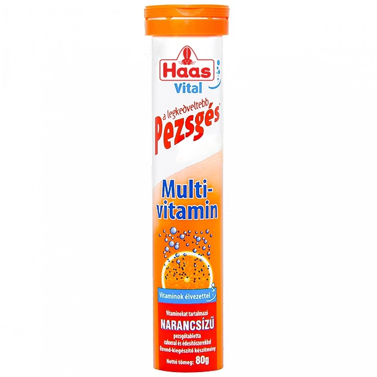 Viên sủi Haas Vital Pezsgés Multi-vitamin hương cam bổ sung vitamin, tăng cường sức đề kháng (20 viên)