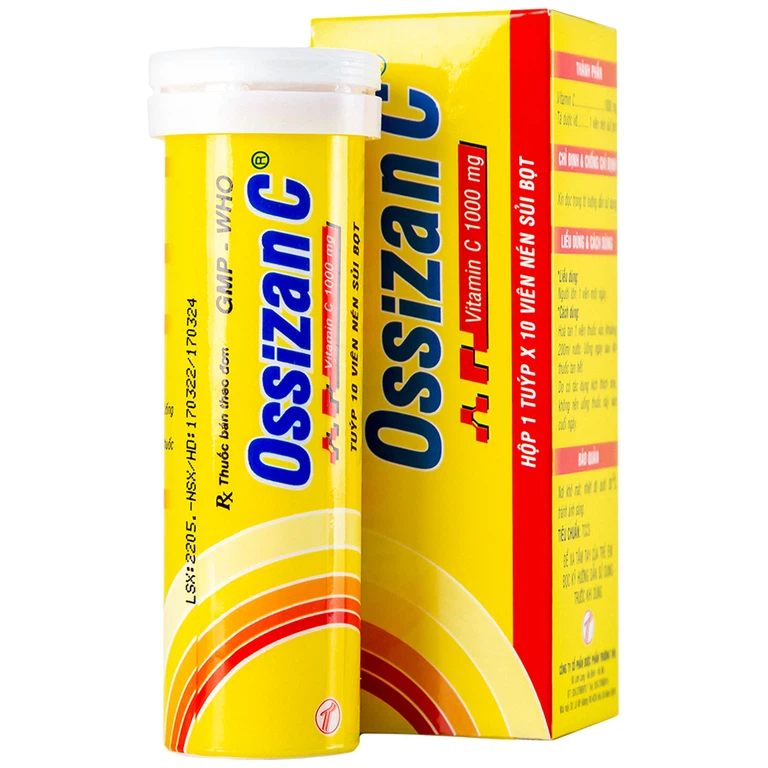 Viên sủi Ossizan C 1000mg Trường Thọ điều trị thiếu hụt vitamin C (10 viên)