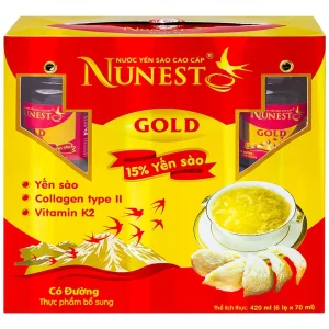 Nước Yến Sào cao cấp Nunest Gold 15% có đường, bồi bổ sức khỏe và đẩy lùi lão hóa (6 hũ x 70ml)